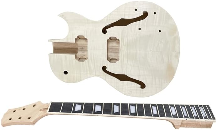 Single Cut Electric Guitarr Kits with Mahogany Body and Neck - Rosewood Fingerboard LP Hollow Beginner Kit All Components Included