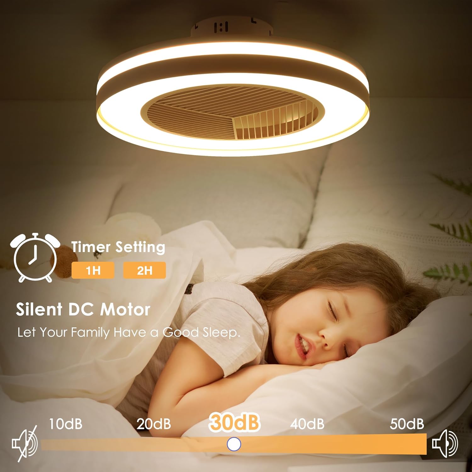 Smart Low Profle Ceiling Fans with RGB Lights Remote/APP/Voice Control, 20