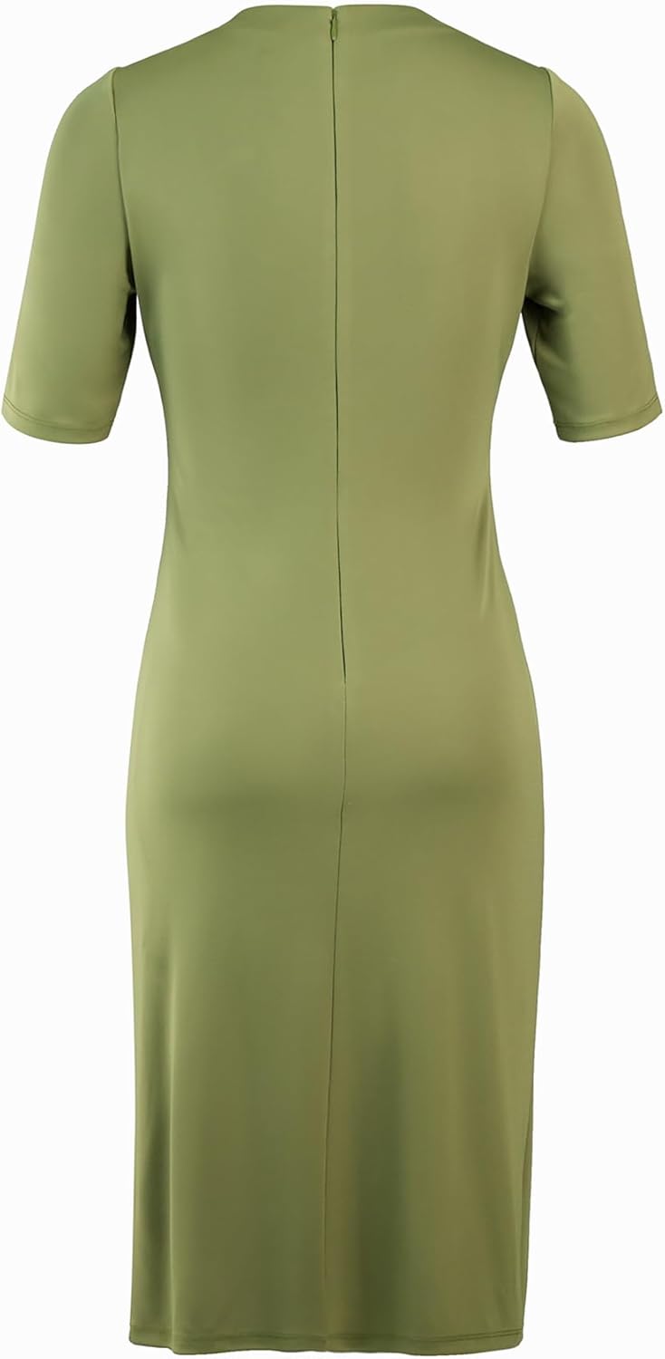 Anne Klein Women's Short Sleeve Ruched Midi Dress