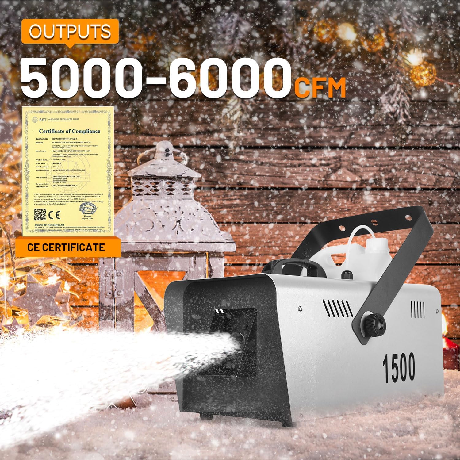 1500W Snow Machine, Snow Making Machine Snowflake Maker With Remote for Christmas Wedding Kids Party Stage Effect