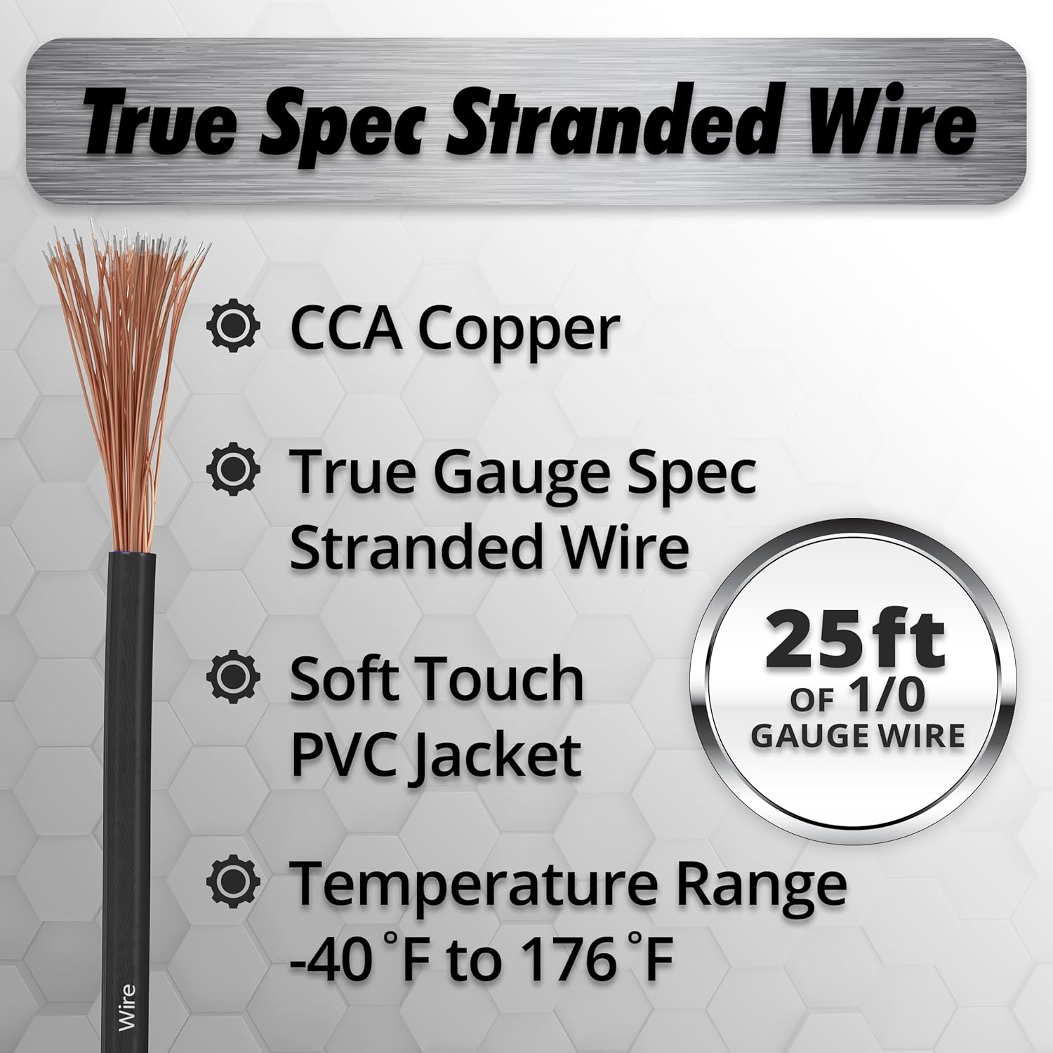 InstallGear 1/0 Gauge Wire (50ft) Copper Clad Aluminum CCA - Primary Automotive Wire, Car Amplifier Power & Ground Cable, Battery Cable, Car Audio Speaker Stereo, Trailer Wiring Welding Cable 1/0 ga
