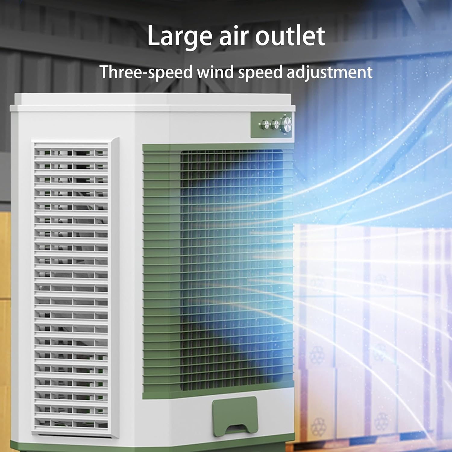 Industry Evaporative Cooler, Windowless Air Conditioners with Large Water Tank and 4 Ice Pack, Portable Swamp Cooler for Garage Patio