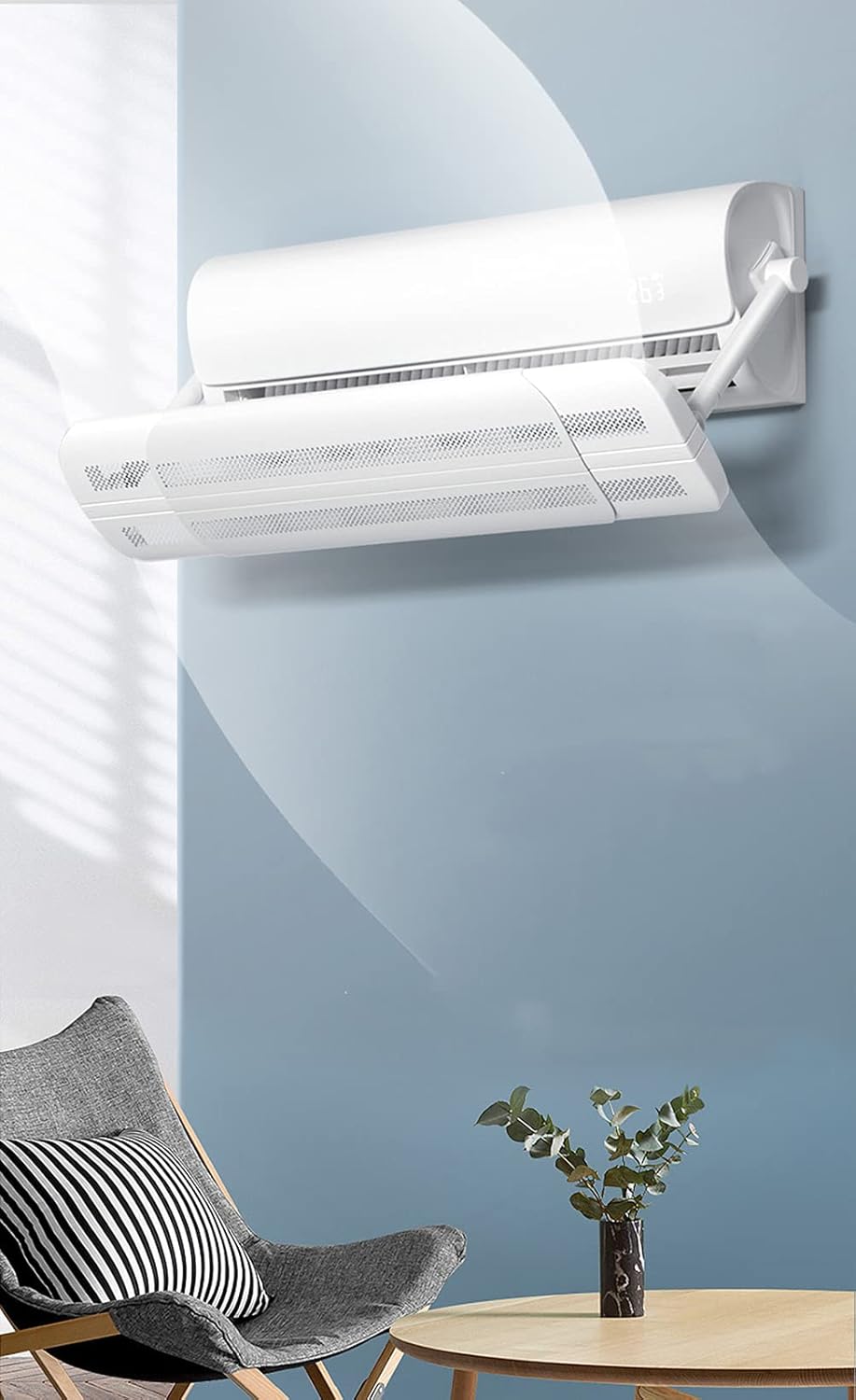 Air Conditioner Windshield, Anti-Straight Blowing Air Outlet Wind Deflector Cover Degree Angle Adjustable Wall-Mounted Universal Deflector