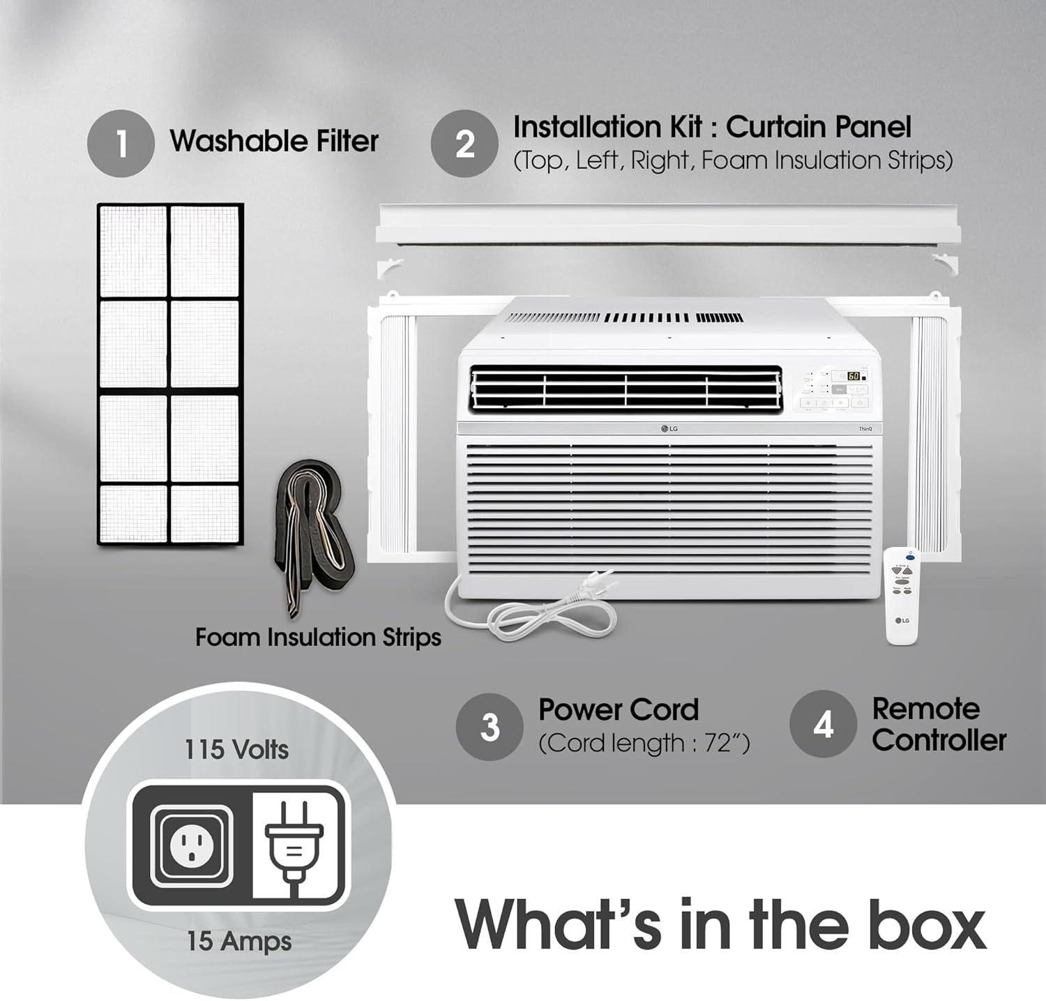 LG 12000 BTU Window Air Conditioner [2024 New]Remote Control WiFi Enabled Works w/LG ThinQ, Alexa, Hey Google,Ultra-Quiet, Washable Filter, Cools Large Rooms up to 550Sq.Ft AC Unit White LW1224RSMX