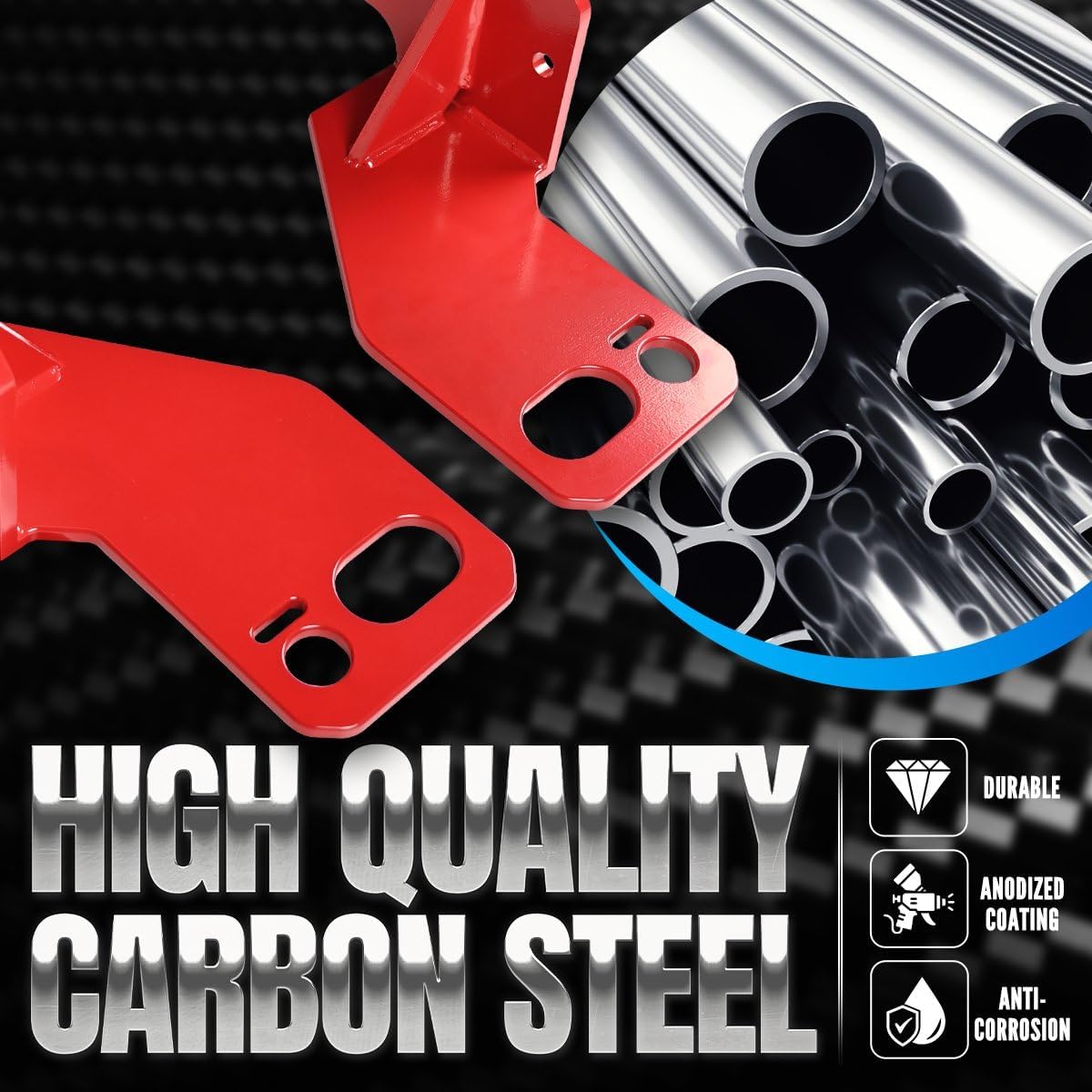 Rear Recovery Points, 2PCS Shackle Hitch Receiver Trailer Tow Hook Receiver Tow Point Kit Accessories for Toyota Tundra 2022 2023 2024 2025 (Red)