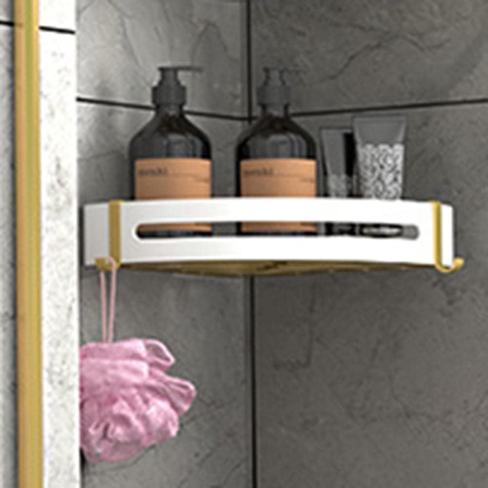 Bath Shelf Wall Mount Bathroom Corner Floating Shelves Adhesive White No Drilling with Hook Space Aluminum for Toilet Bathroom-3 Tier(1 Story)