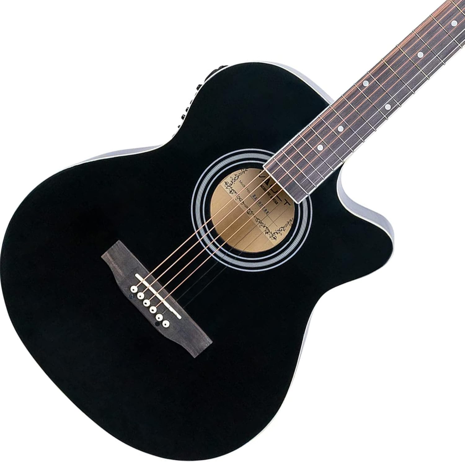 Vault EA-20CE Cutaway Acoustic-Electric Guitar - Black Bundle with Gig Bag, Tuner, Strap, Strings, Instrument Cable, Picks, Austin Bazaar Instructional DVD, and Polishing Cloth