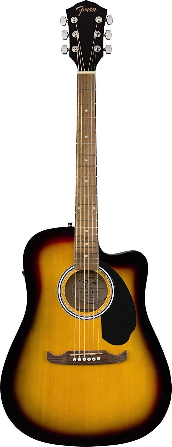 Fender FA-125CE Dreadnought Acoustic Electric Guitar, with 2-Year Warranty, Sunburst