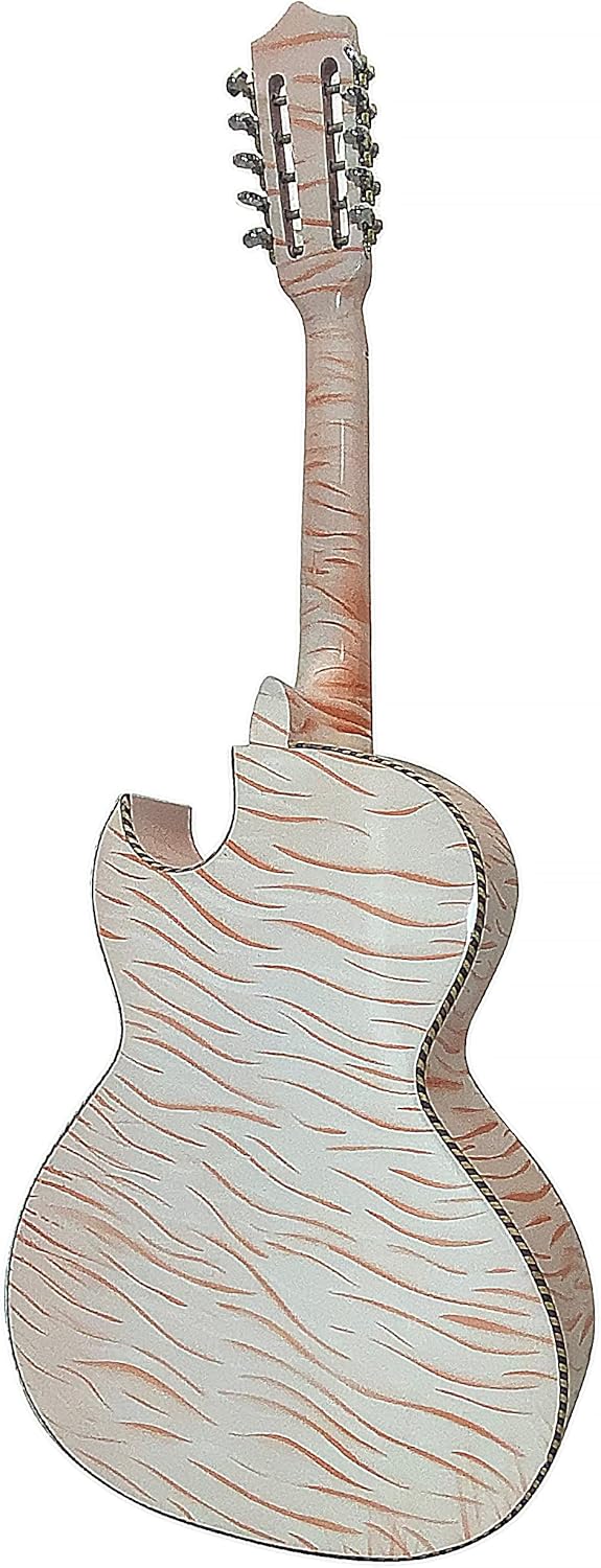 D'Luca Paracho 10-String Bajo Quinto Acoustic-Electric Right-Handed Tiger White (DL-PQ1-EQ-TW)