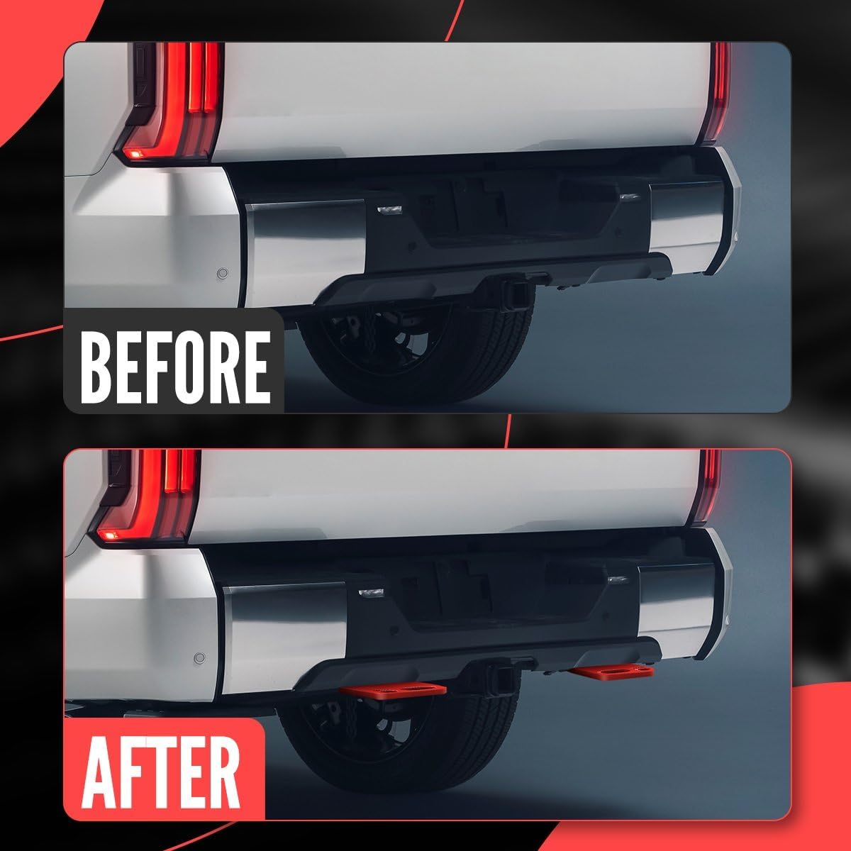 Rear Recovery Points, 2PCS Shackle Hitch Receiver Trailer Tow Hook Receiver Tow Point Kit Accessories for Toyota Tundra 2022 2023 2024 2025 (Red)