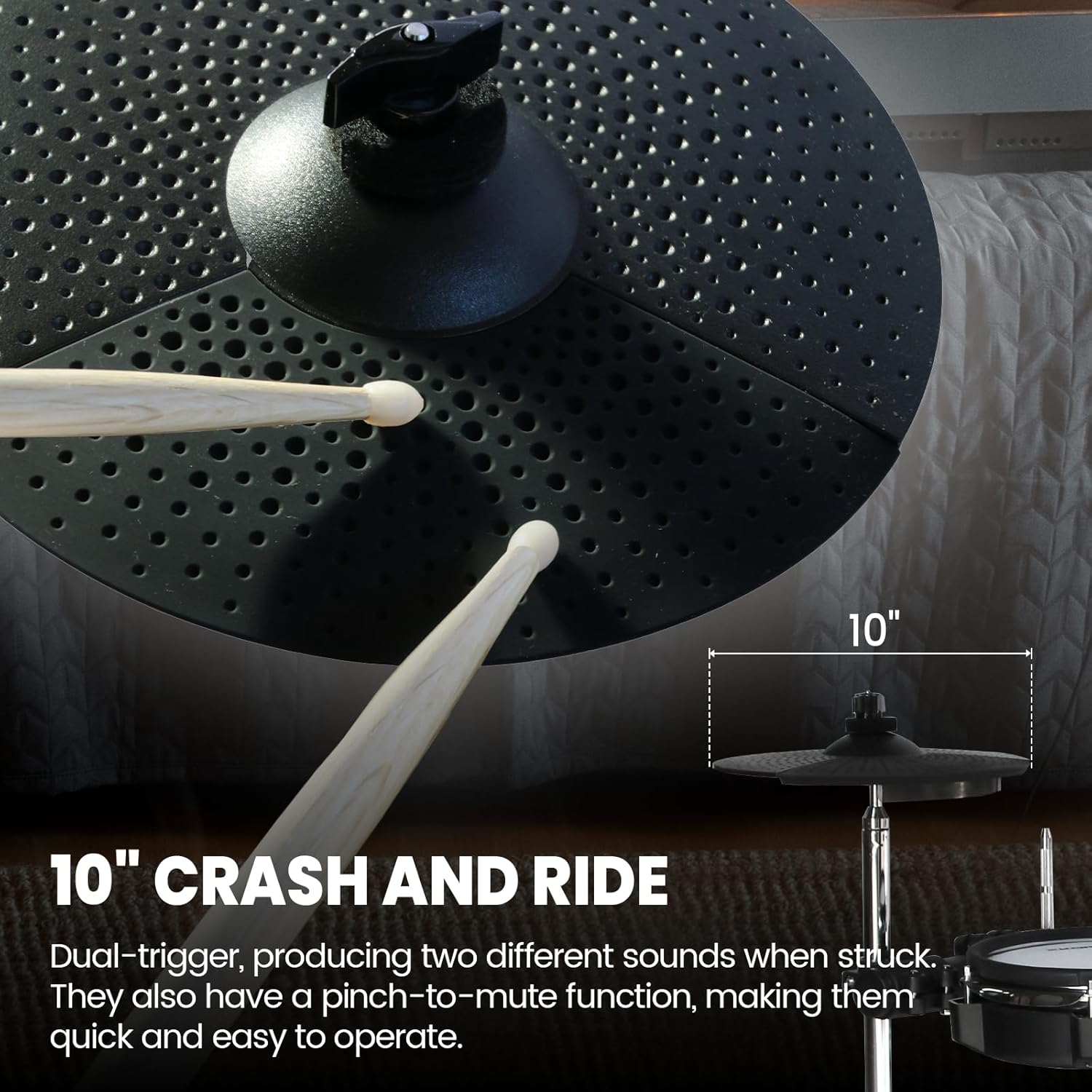 Electronic Drum Set Electric Drum Kit with 4 Quiet Mesh Pads, 360 Sounds, 2 Pedals, Headphones, Sticks, Dual Bluetooth function, Suit for Beginner