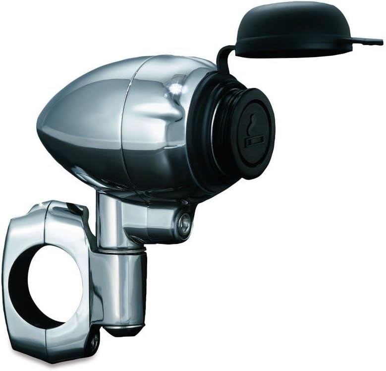 Kuryakyn 1423 Motorcycle Handlebar Accessory: Electrical Power Point/Device Charger with Mounting Clamp, Universal Fit for 1