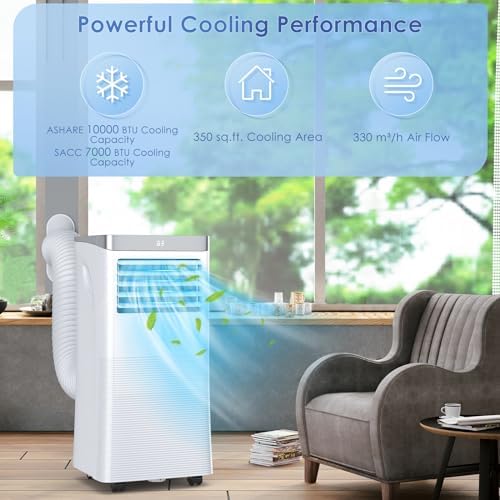 ARLIME 3-IN-1 Portable Air Conditioner, 10000 BTU AC Unit w/Fan & Dehumidifier, 2 Fan Speed, 24H Timer, Low Noise Sleep Mode, Ait Conditioner for Bedroom, Cools up to 350 Sq.ft