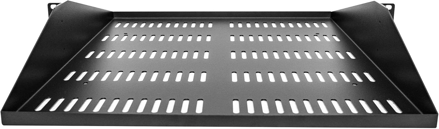 StarTech.com 2U Server Rack Shelf, Center Mounted Universal Vented Rackmount Cantilever Tray for 19