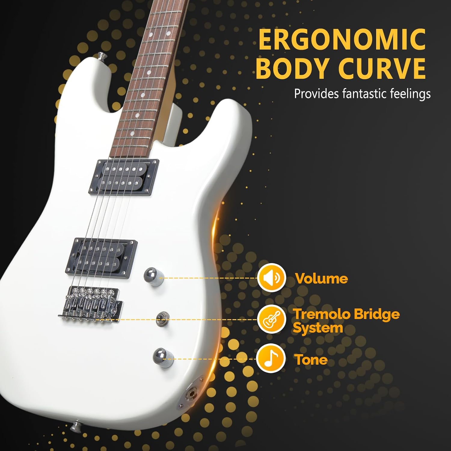 GLARRY 39in Electric Guitar Kit, H-H Pickup Full Size Set for Beginners, Starter Adults with 20W Amp, Guitar Bag, Strings, Strap, Pick (White)