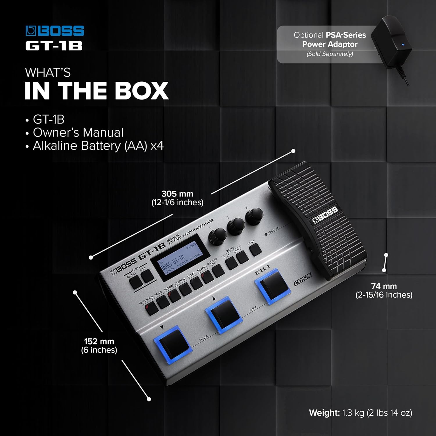 BOSS GT-1B | Compact Bass Effects Processor | Bass-Optimized Amps & Effects | Premium Sound Engine | Ideal for Beginner Bassists | Durable & Lightweight | FREE Pro Patches via BOSS Tone Central