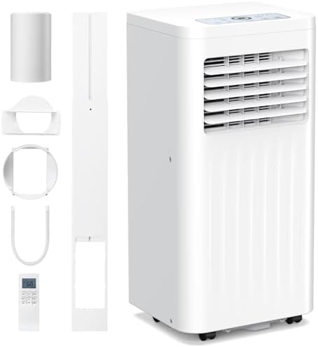 10000 BTU Quiet Portable Ac Unit for Room up 400 Sq.Ft, Portable Air Conditioners with Cooling, Fan, Sleep Mode, Dehumidifier, 24H Timer, Remote Control, Drain Hose