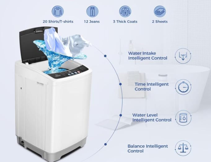 Washer and Dryer Combo,Large Capacity for Adults, with LED Display, 3 Cycle Cleaning Selections Washing Machine and Dryer