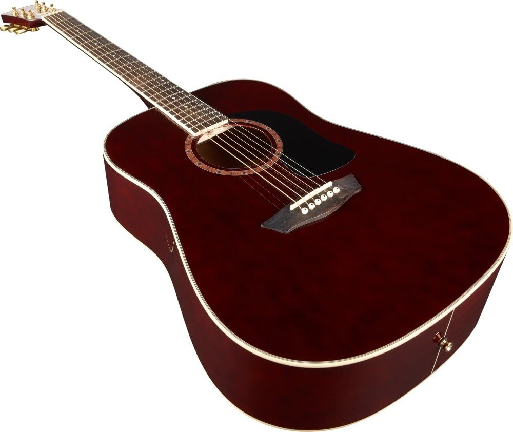 Washburn WD100DLTWRK Apprentice Dreadnought Acoustic Guitar, Transparent Wine Red