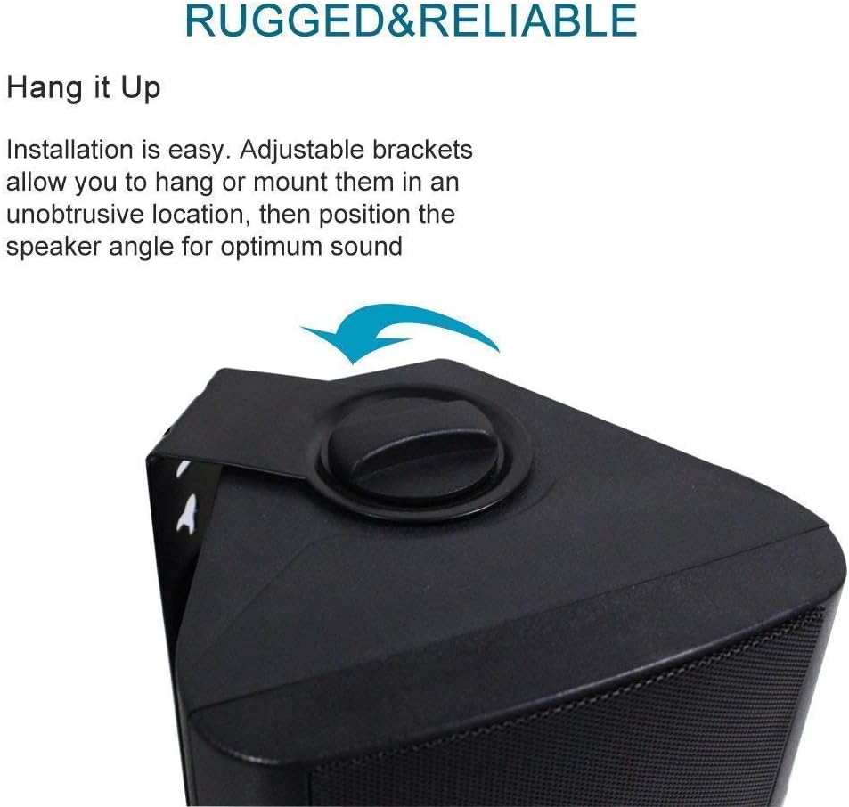 Herdio 4 Inches Passive Outdoor Speakers with 200Watt Powerful Bass Expansive Stereo Sound Coverage All-Weather Durability (Pair, Black)