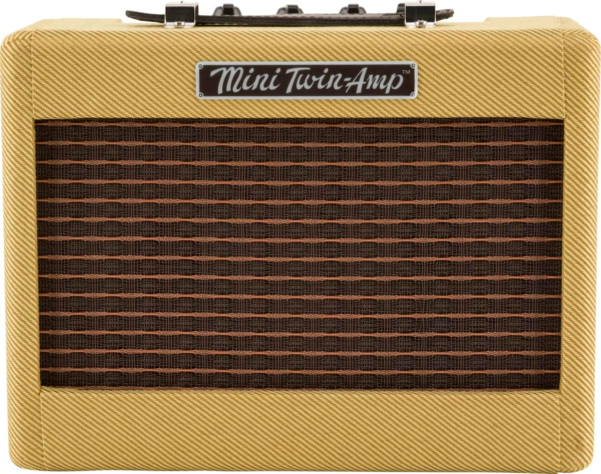 Fender Mini Deluxe Electric Guitar Amp, Portable Guitar Amp, 3 Watts, with 2-Year Warranty 7.48Dx11.42Wx3.54H Inches, Tweed