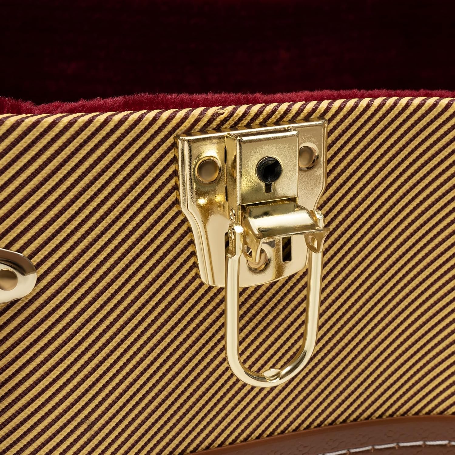 Wooden Guitar Case,Electric Guitar Hard Case,Iron Latches, Sponge Lining, Metal Feet, 41'' Guitar Storage Space Electric Guitar Wooden Hard Shell Lockable (Yellow+Brown)