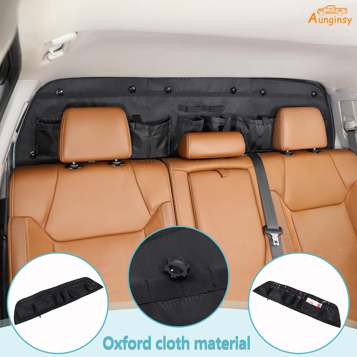 Aunginsy Trunk Organizer Storage Bag Compatible with Toyota Tundra 2014-2021, Pickup Rear Tailgate Window Hanging Luggage Storage Bag Back Door Panel Organizer Cargo Pockets Box Expansion Accessories