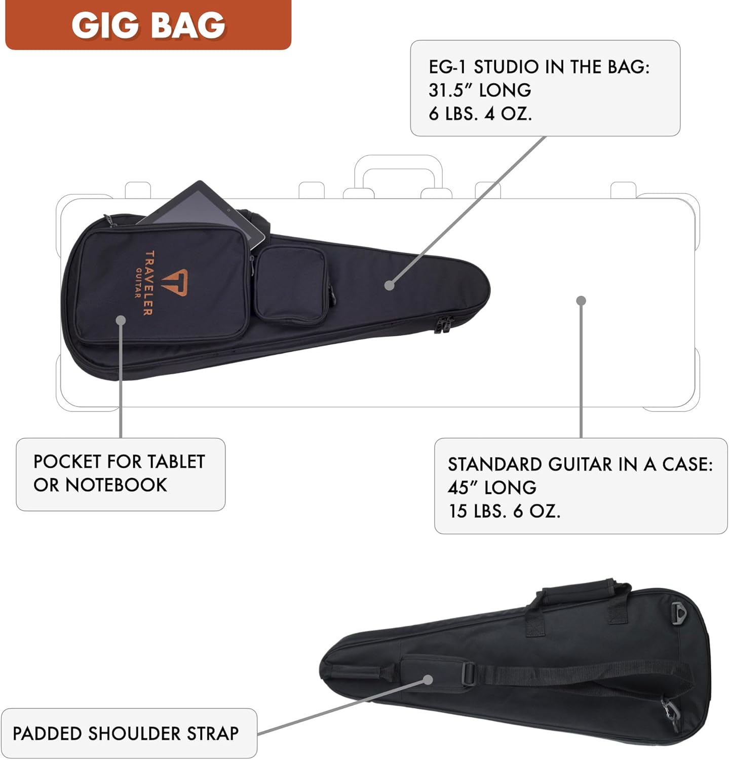 Traveler Guitar EG-1 Studio (Satin Red) Electric Travel Guitar | Lightweight, Portable, Headless, Practice Guitar w/Gig Bag