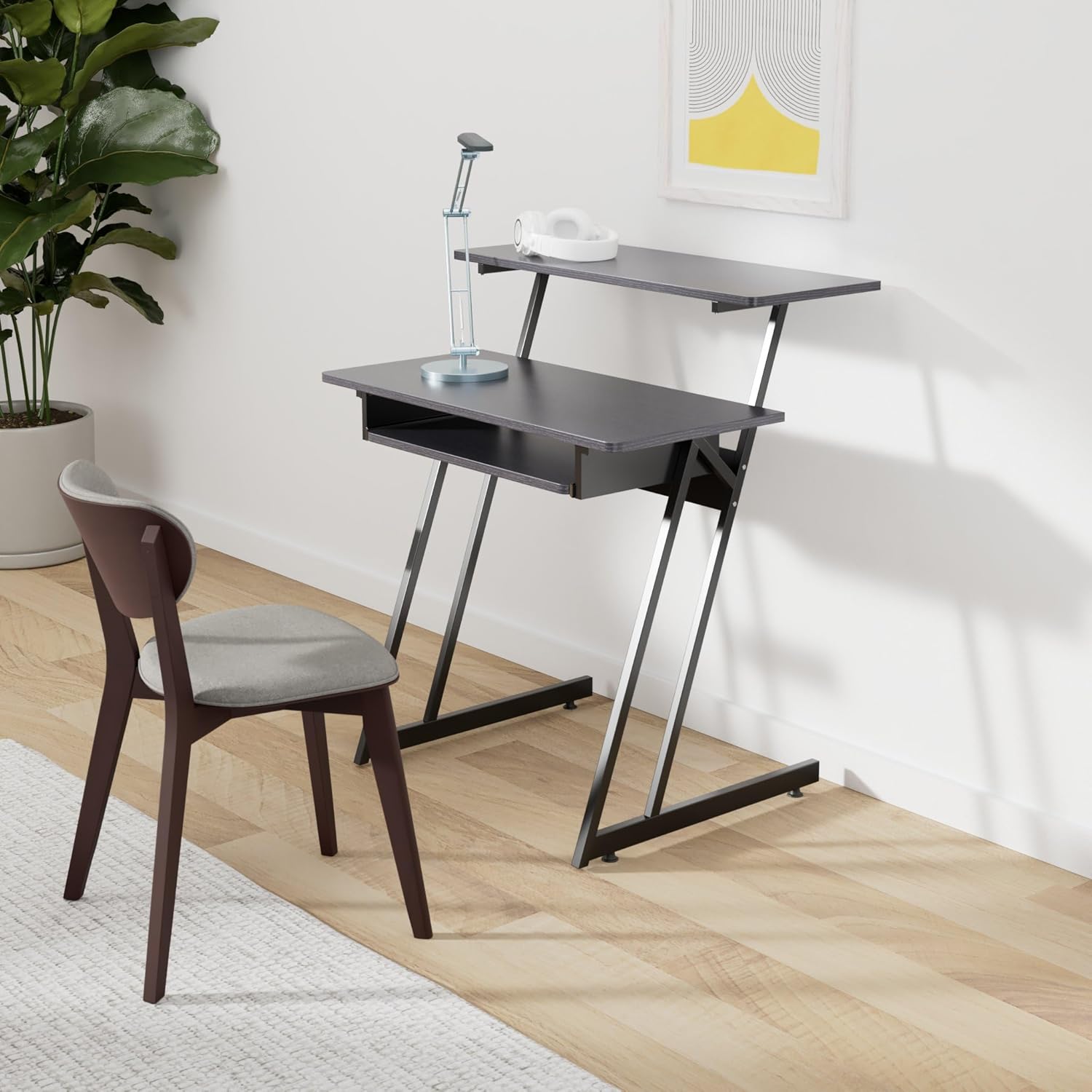 Monoprice Recording Studio Desk - with Raised Platform and Keyboard Tray, Black - Stage Right