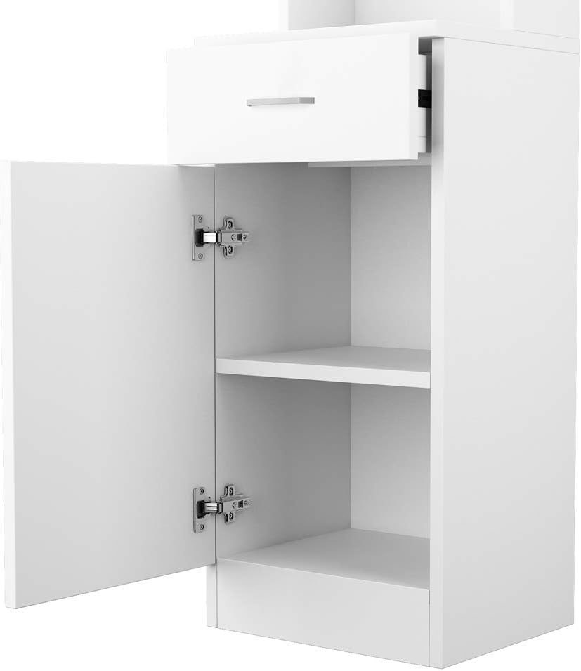 White Salon Cabinet, Beauty Salon Products, Tools Cabinet, Barber Salon Stations, Beauty Styling Equipment Organizer, Hair Salon Supply cabinet w/1 Storage Cabinet, Drawer & 3 Tier Shelf White
