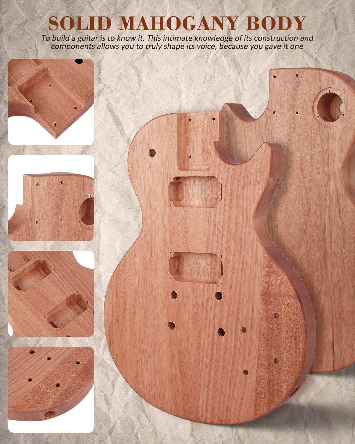 STRICH DIY Electric Guitar Kit, LP Style Mahogany Body & Maple Neck Guitar with HH Pickups, Easy to Assemble Kit with All Parts Included – Build Your Own Electric Guitar SLP-D30
