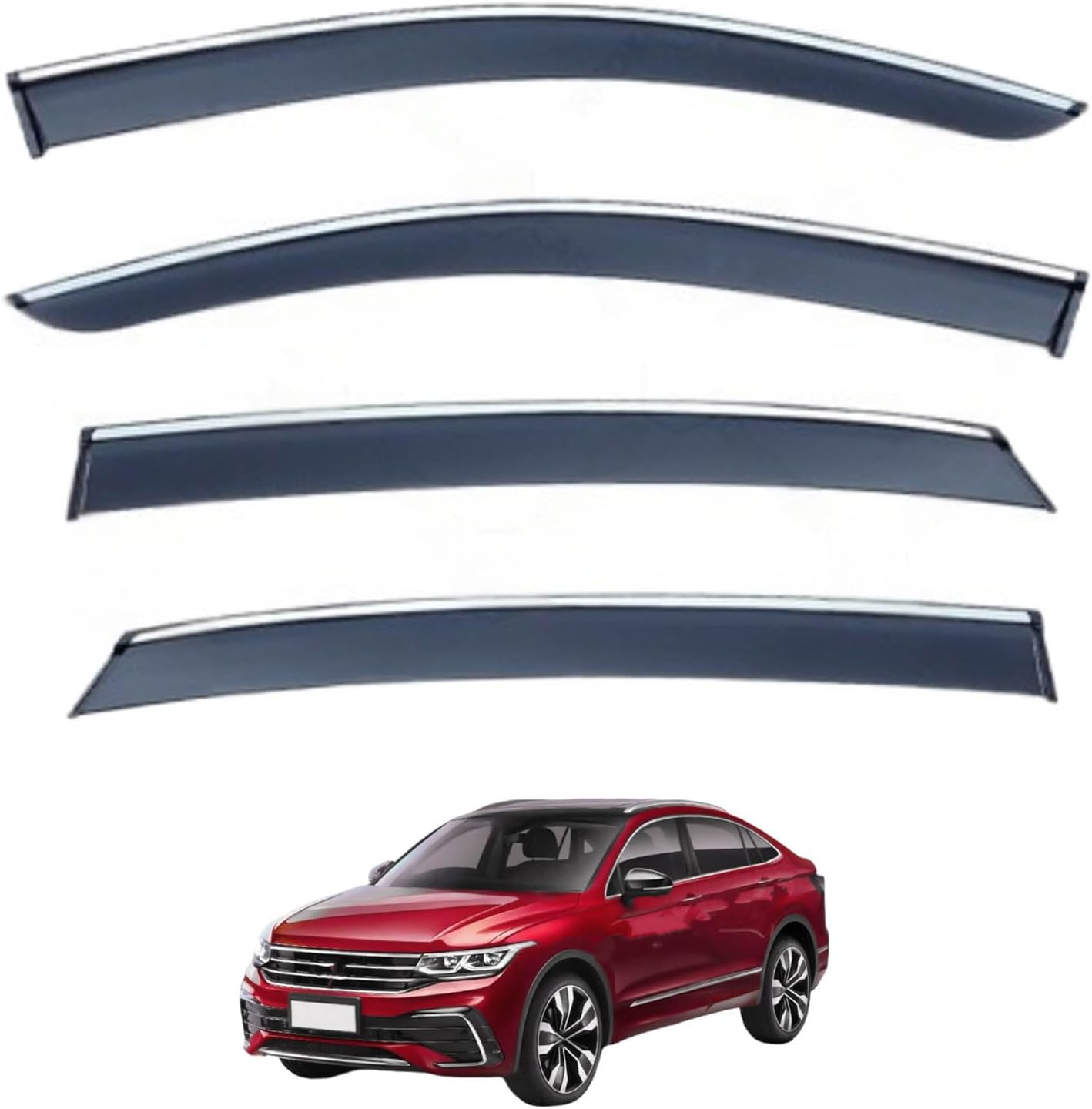 Window Deflectors for VW Tiguan X/Tiguan X MK2 2020+, Sun Rain Guard Window Visors Vent Shades with Bright Stripes Car Accessories