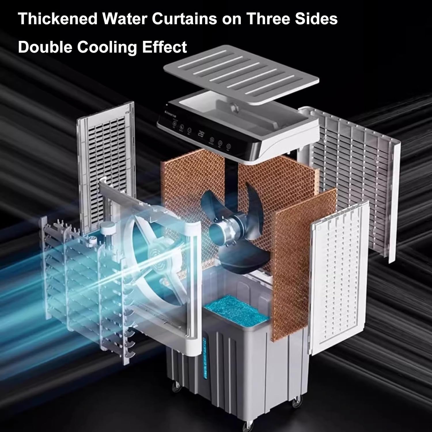 Evaporative Air Cooler for Room, 3 in 1 Portable Swamp Cooler, Air Conditioner Portable, 90°Oscillation, 3 Speed 7.5H Timer, 75L Large Capacity Water Tank for Garage, Patio, Outdoor