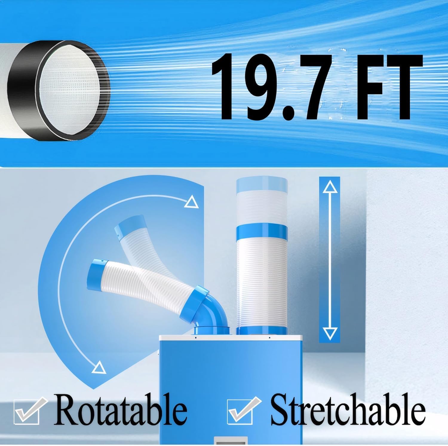 Industrial Portable Air Conditioner with Wheels 14L Large Tank Commercial Spot Cooler Adjustable Air Outlet Ideal for Hospitals Workshops Outdoor Events 220V 1.4KW