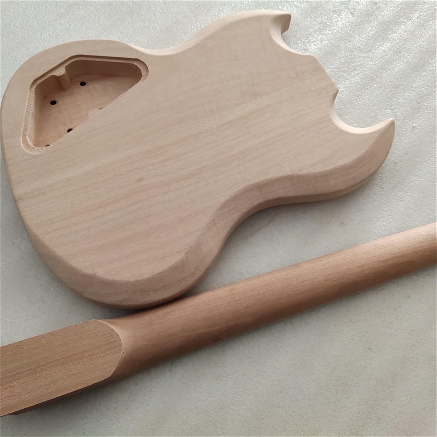 Unfinished Guitar Kit DIY 1 Set Unfinished Guitar Neck and Body SG Style Electric Guitar Kit Handmade ​Guitar Body