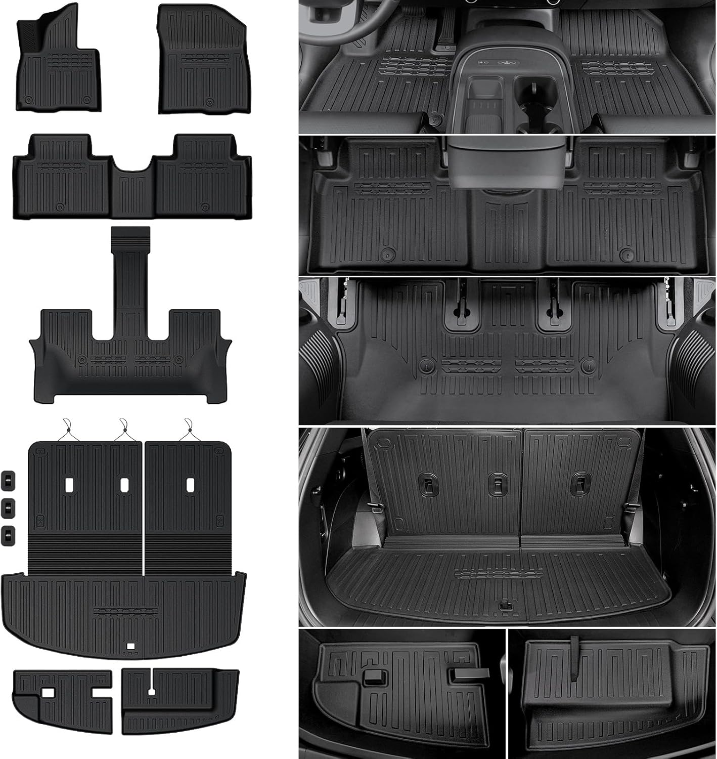 Floor Mats for 2026 Hyundai Palisade 7/8 Seat (Only Gas), All Weather TPE Cargo Mat with 3rd Seat Back Cover and Lower Trunk Mat Protection for 2026 Hyundai Palisade Accessories