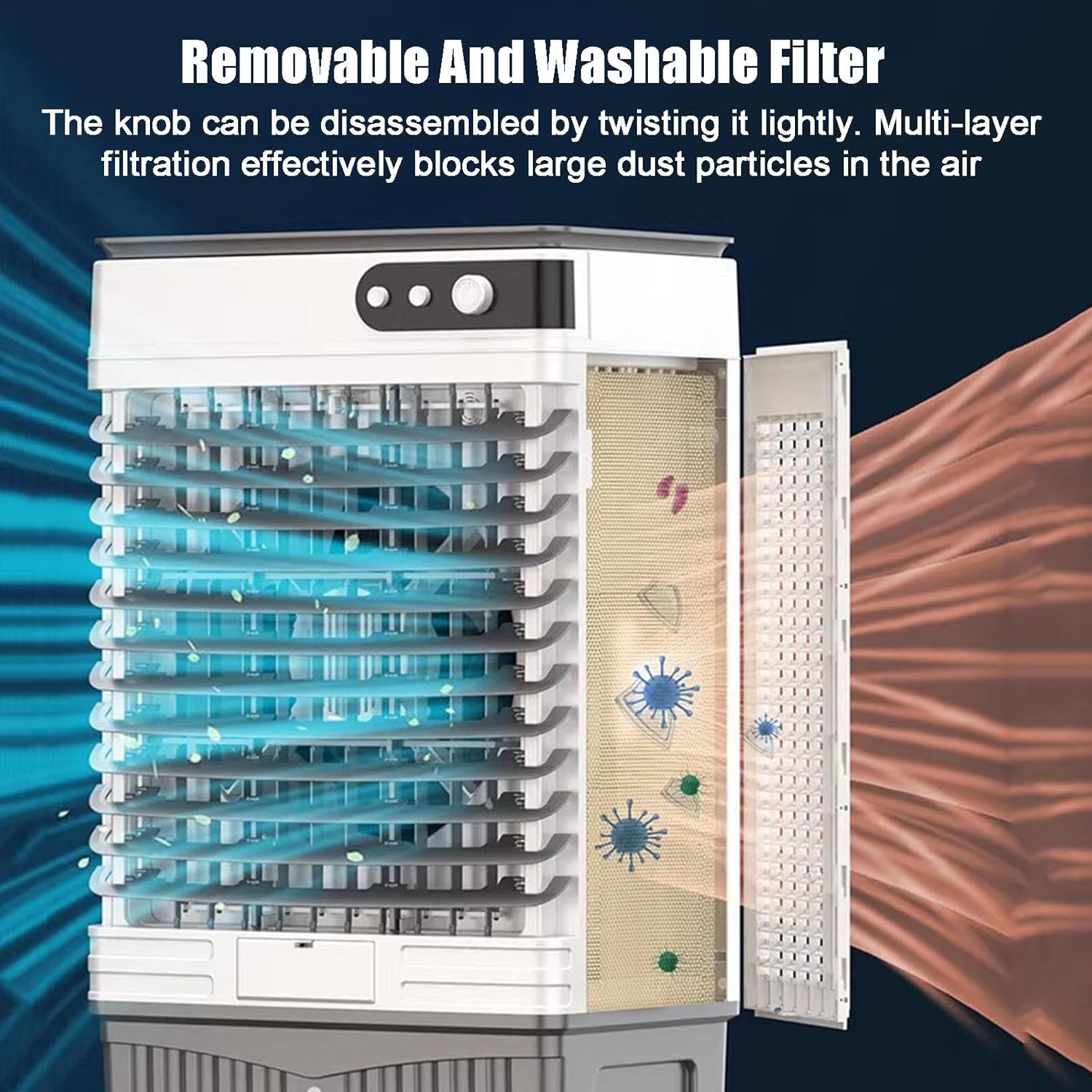 Swamp Cooler, Portable Evaporative Air Cooler, 4 Ice Box & 6.6 Gal Tank, 3 Speeds, 3-in-1 Portable Air Conditioners for Outdoor, Office, Home