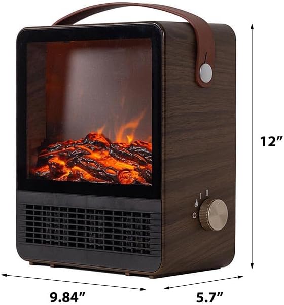 Hearth Brands Electric Fireplace Portable Space Heater with 3D Flame Effect | 1500W | Adjustable Thermostat Dial | Overheat Sensor with Auto Shut-Off | Ideal for Home, Office, Bedroom, Tabletop