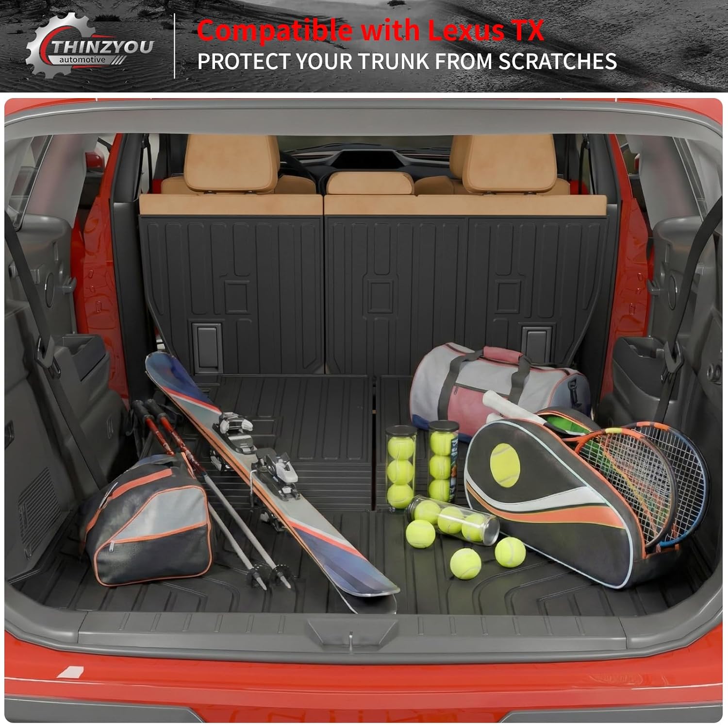 Floor Mats Compatible with 2024 2025 2026 Lexus TX350 TX500h TX550h+ 7 Seats Cargo Mat Trunk Liner Kick Mats All Weather TX Accessories (Floor Mats+Trunk Mat+2nd&3rd Row Backrest Mats)