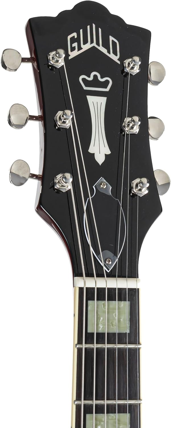 Guild Guitars Starfire V Semi-Hollow Body Electric Guitar, Cherry Red, Double-Cut w/tremolo, Newark St. Collection, with Hardshell Case