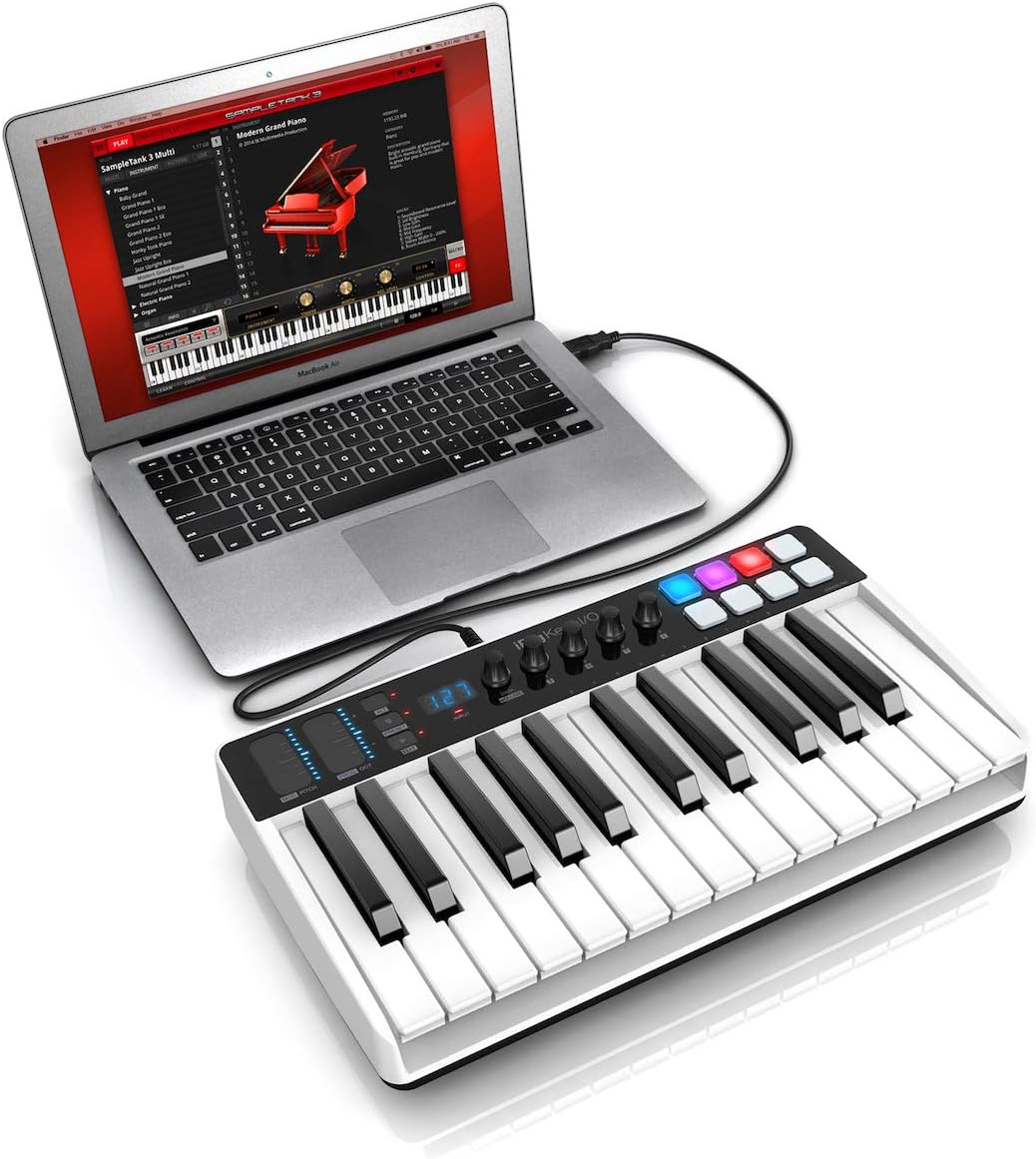 IK Multimedia iRig Keys I/O 25-keys Midi Controller with 24-bit up to 96kHz Audio Interface for iPhone/iPad, Android and Mac/PC