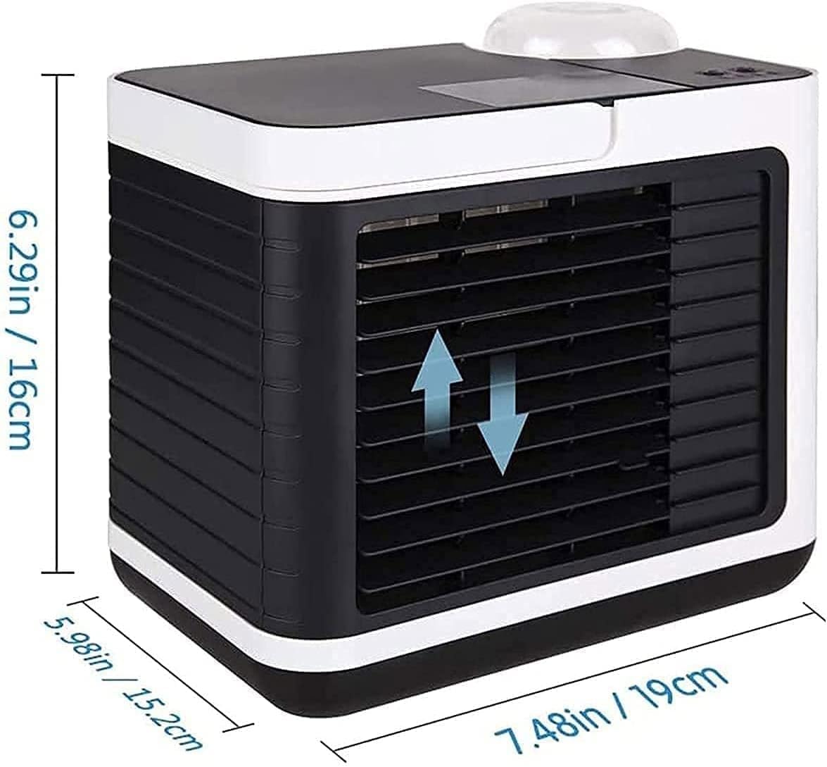 Portable Air Conditioner, Personal Evaporative Cooler & Humidifier, USB Rechargeable Desktop Cooling Fan, for Bedroom,Dorm,Travel (Color : Blue)