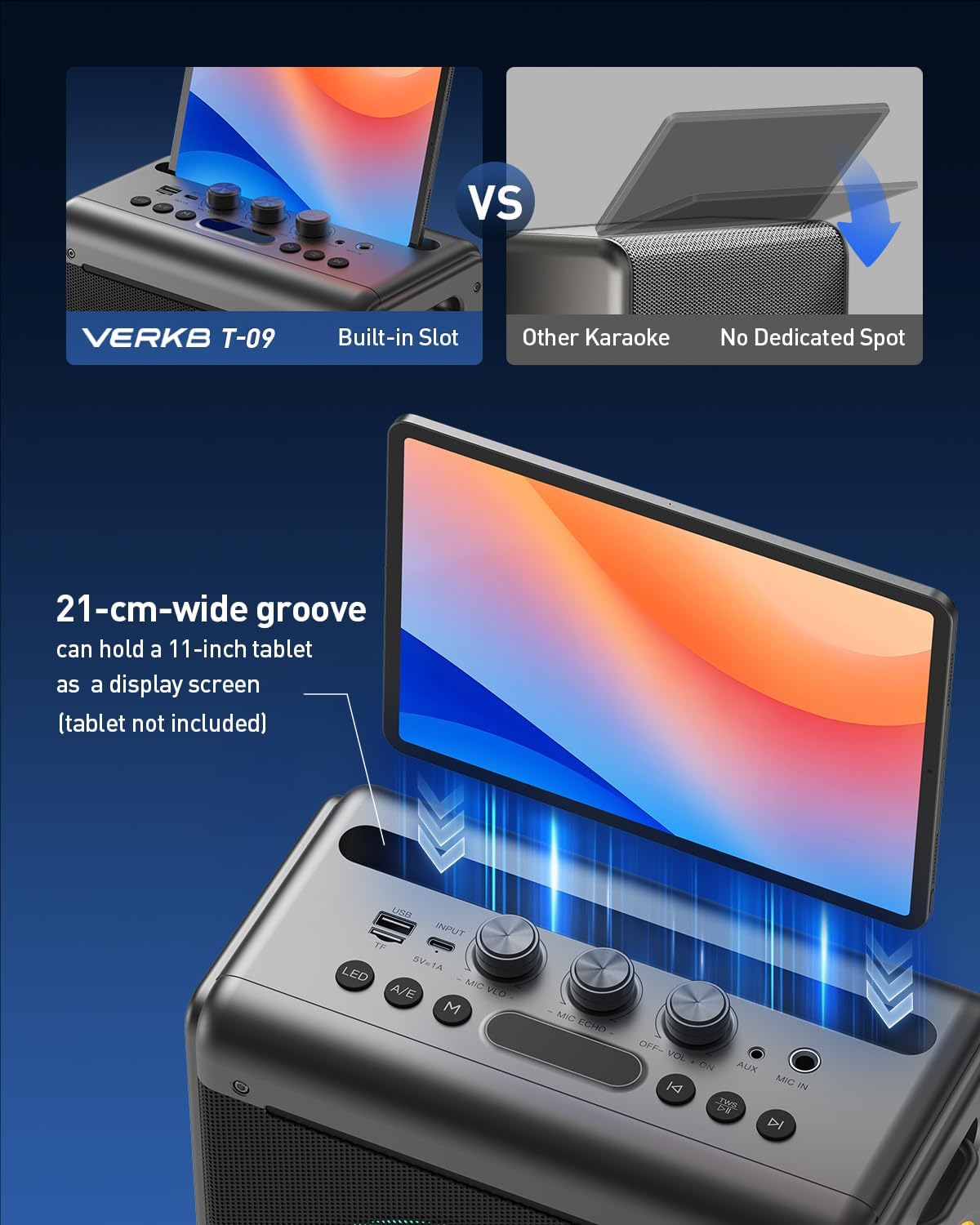 Karaoke Machine with 2 Wireless Microphones: Portable Bluetooth Speaker for Adults & Kids - PA System with Lights Supports TWS/TF Card/USB/AUX for Home Party-Stage Subwoofers