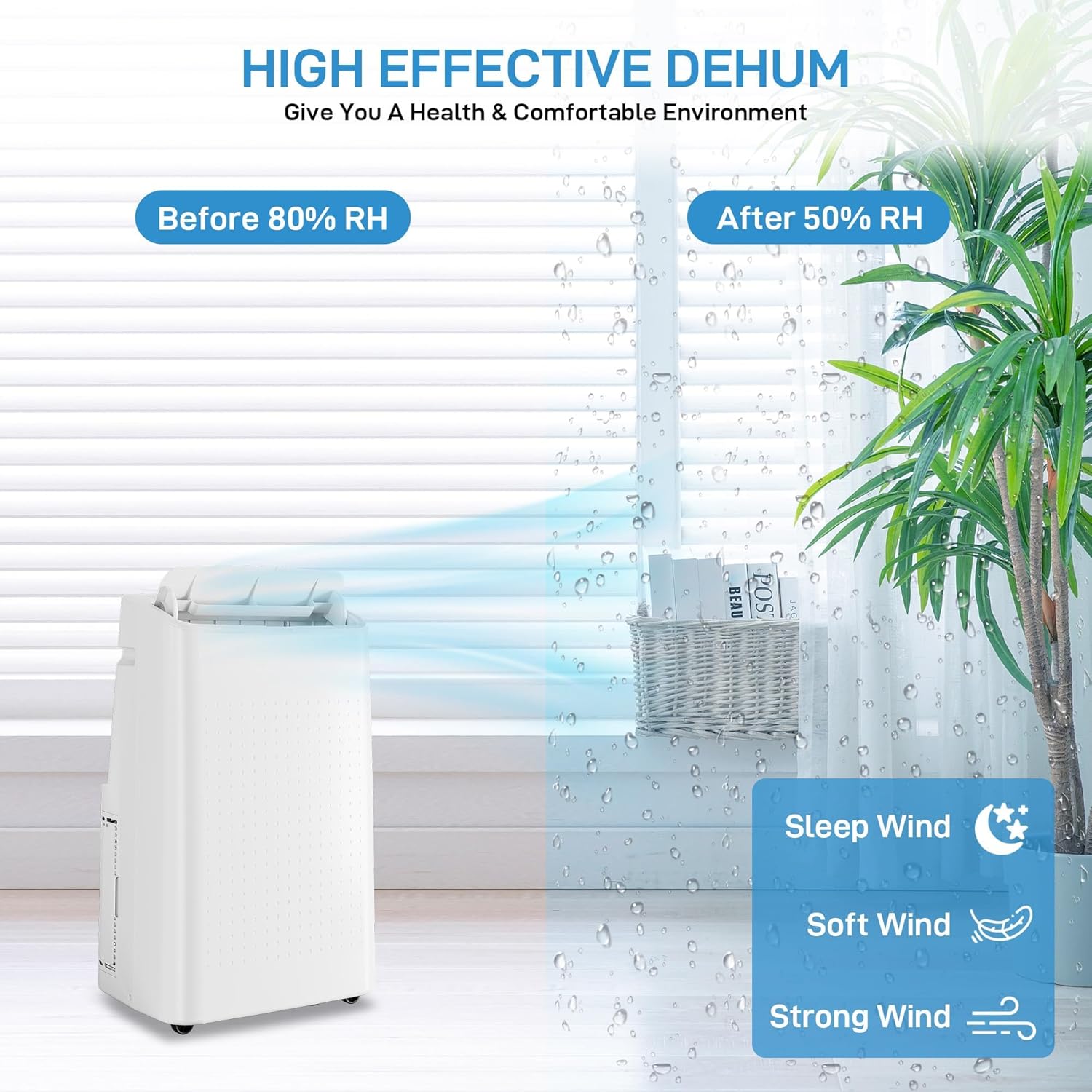 14000 BTU Portable Air Conditioners Cools Up to 750 Sq.Ft, 3 in-1 Free Standing Cooling AC Unit with Fan & Dehumidifier, Includes Remote Control & Window Kit, Smart/Sleep Mode, Auto Swing, 24H Timer