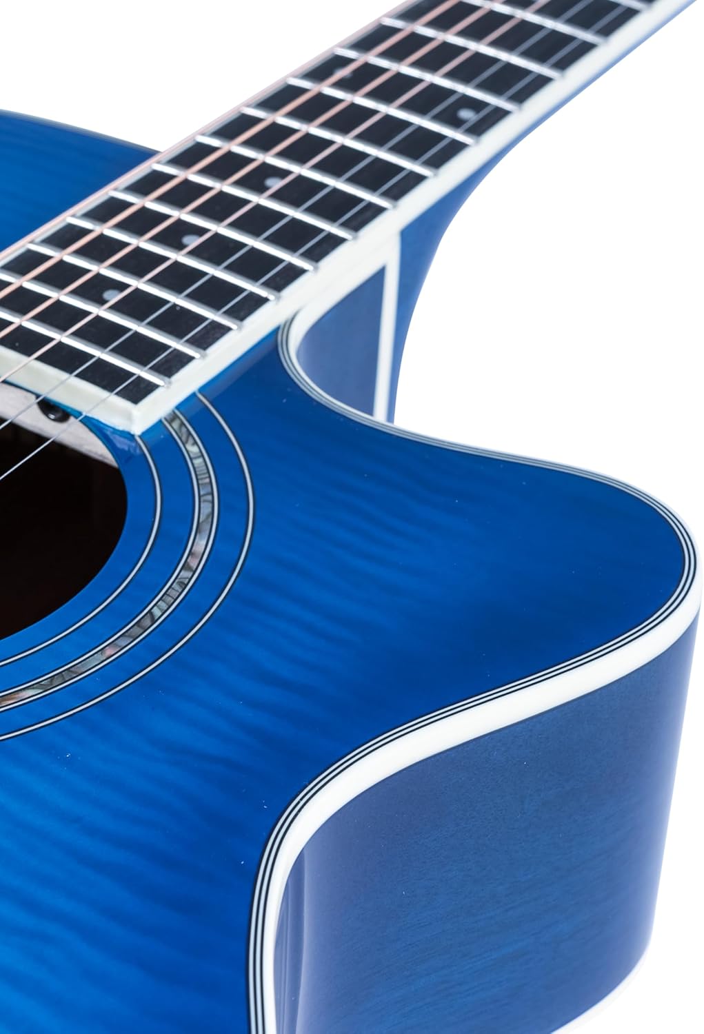Washburn EA15 Festival Series Mini Jumbo Cutaway Acoustic Electric Guitar, Transparent Blue