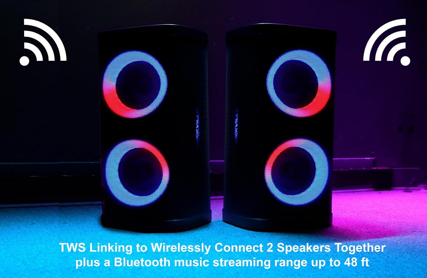 Rockville BASS PARTY 65 V2 Bluetooth Speaker, 1200W, Deep Bass, LED Lights, 6.5