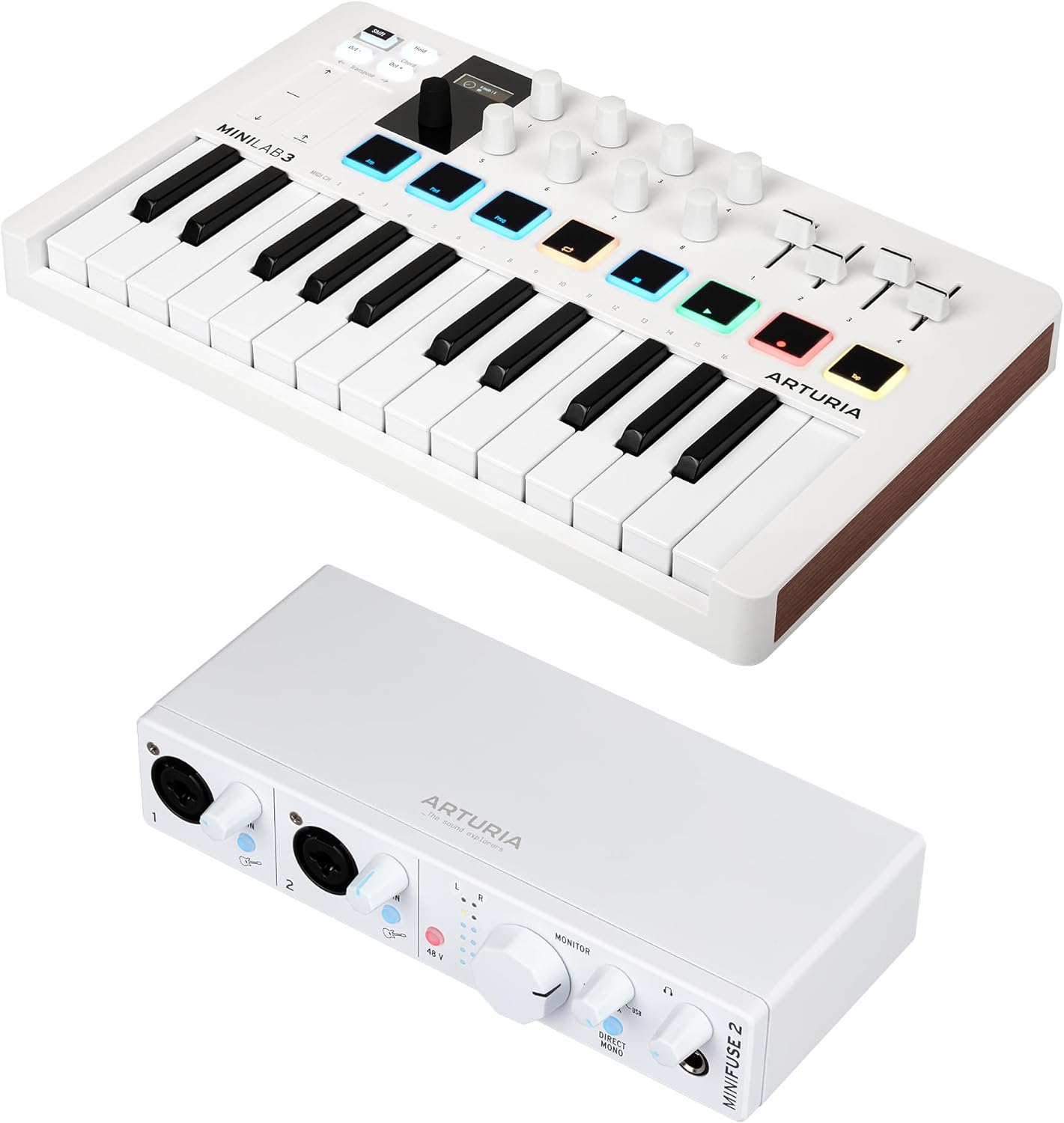 Arturia MiniLab 3 MIDI Controller & MiniFuse 2 Audio Interface Bundle - White