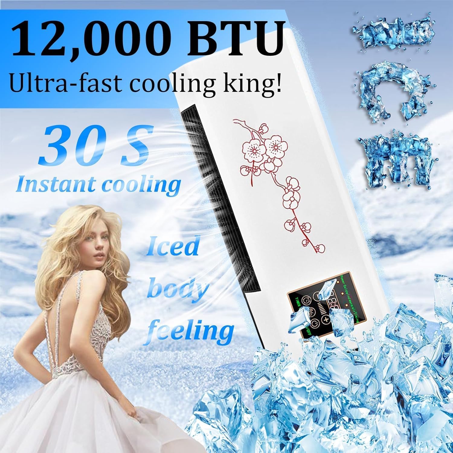 Climafy Portable Ductless Air Conditioner, Wall Mounted Split Max Air Conditioner, Mini Split Ac/Heating System Super Quiet Fast Cooling/Heating for Bedroom Living Room B 1PCS