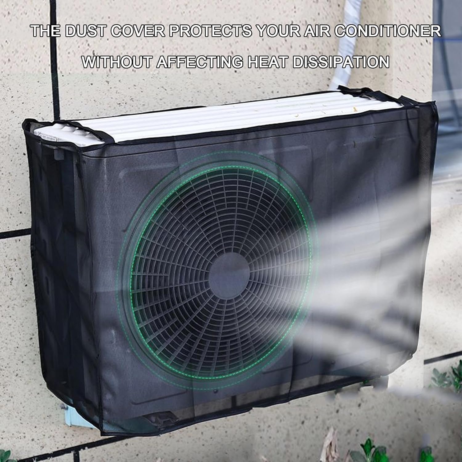 Window Air Conditioner Unit Cover, Air Conditioner Protection Cover Waterproof Defender Rain Snow Protection Sheet(Black net,43.3*20.5inch)