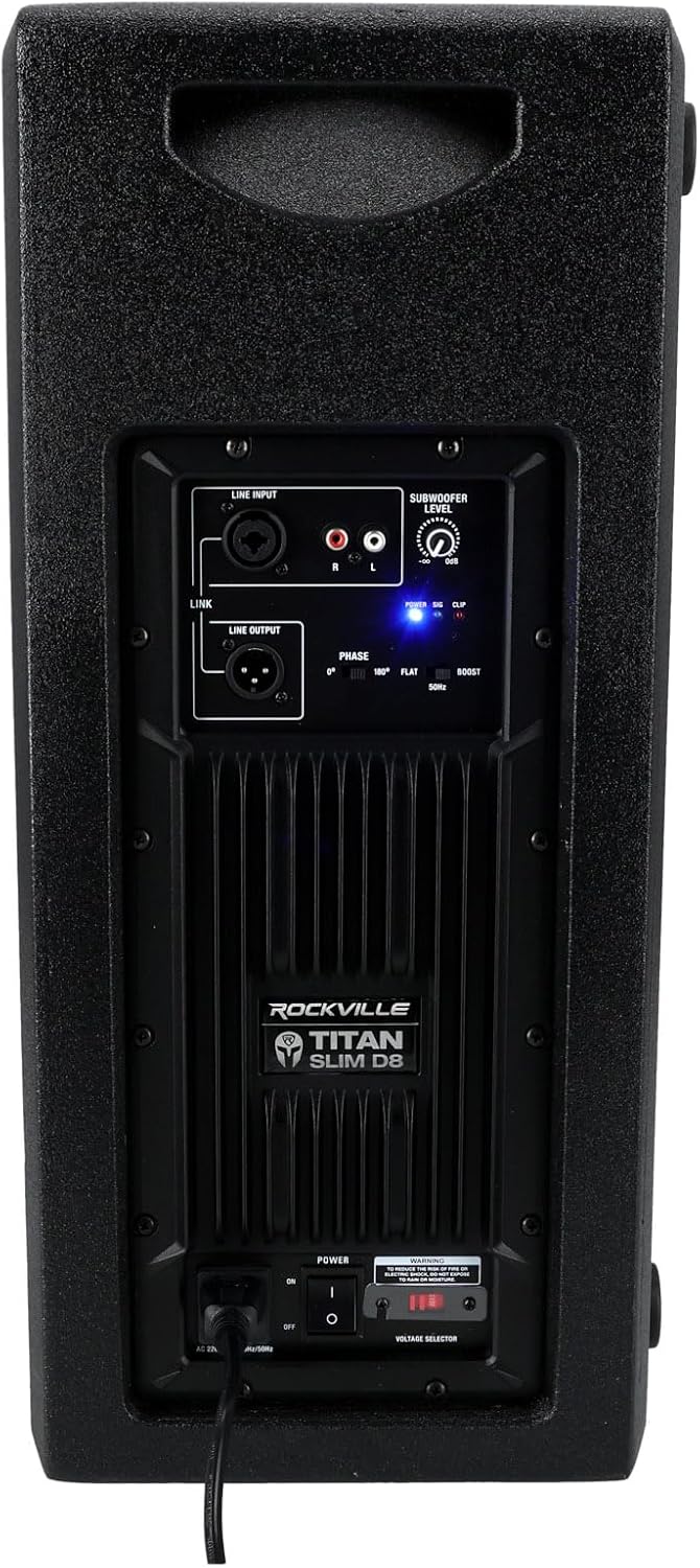 Rockville TITAN SLIM D8 Powered Subwoofer, Dual 8